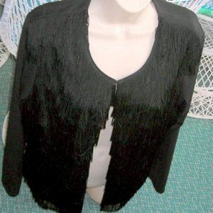 ❤️ NEW Anthony Original Jacket Elegant Black Fringe Front Dressy Large